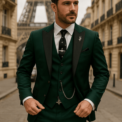 Men’s 3 Piece Slim Fit Suit Blazer Waistcoat and Trousers Set for Formal Events