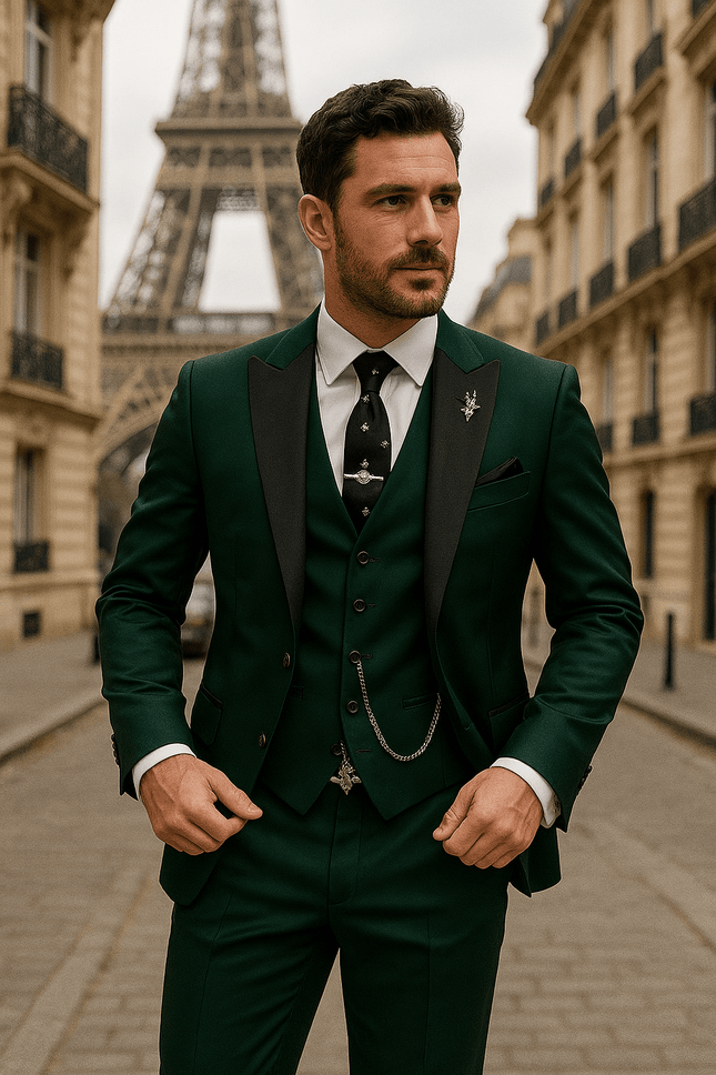 Men’s 3 Piece Slim Fit Suit Blazer Waistcoat and Trousers Set for Formal Events