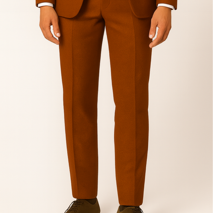 Men’s Orange Three Piece Tweed Suit Tailored Herringbone Blazer Waistcoat and Trousers