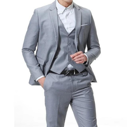 Men’s Three Piece Suit Single Button Black Formal Set