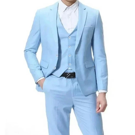 Men’s Three Piece Suit Single Button Black Formal Set