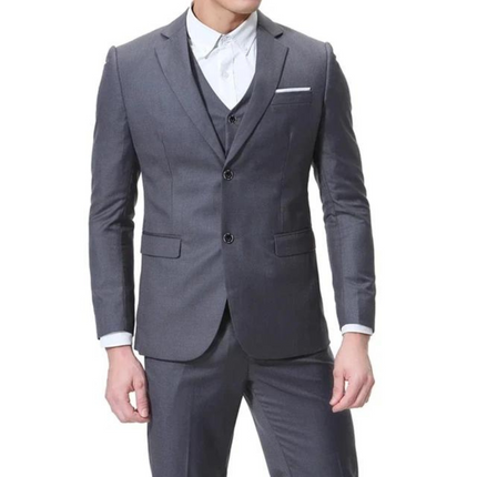 Men’s Three Piece Suit Single Button Black Formal Set