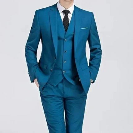Men’s Three Piece Suit Single Button Black Formal Set