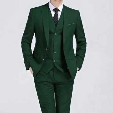 Men’s Three Piece Suit Single Button Black Formal Set