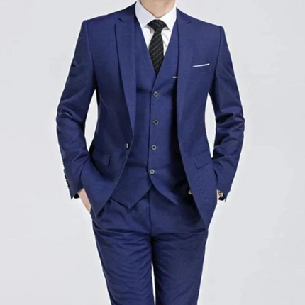 Men’s Three Piece Suit Single Button Black Formal Set