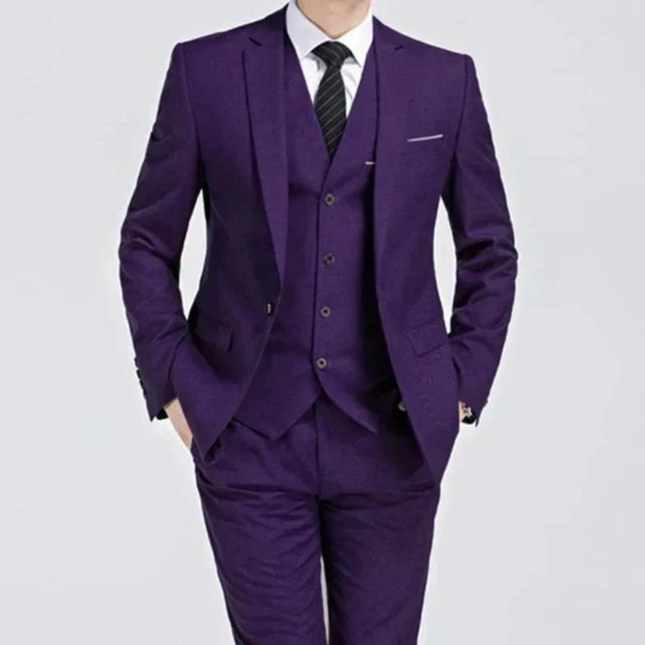 Men’s Three Piece Suit Single Button Black Formal Set