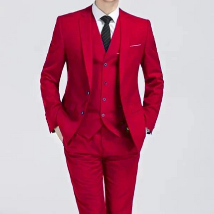 Men’s Three Piece Suit Single Button Black Formal Set