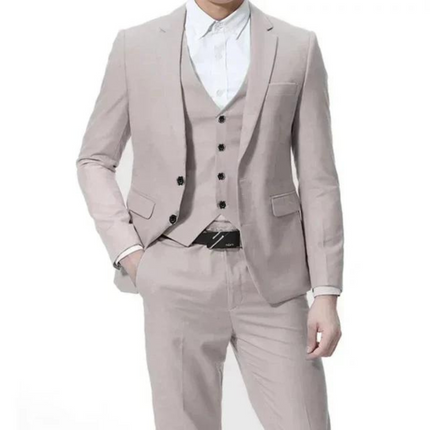 Men’s Three Piece Suit Single Button Black Formal Set