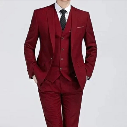 Men’s Three Piece Suit Single Button Black Formal Set