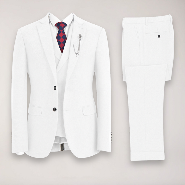 Men’s Tweed Herringbone Three Piece Suit Blazer Waistcoat and Trousers