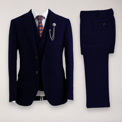 Men’s Tweed Herringbone Three Piece Suit Blazer Waistcoat and Trousers