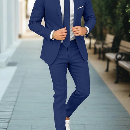 Men’s Two Piece Suit Lightweight Tailored Blazer and Trousers for Summer