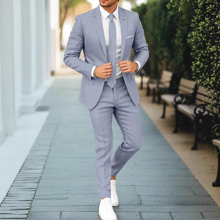 Men’s Two Piece Suit Lightweight Tailored Blazer and Trousers for Summer