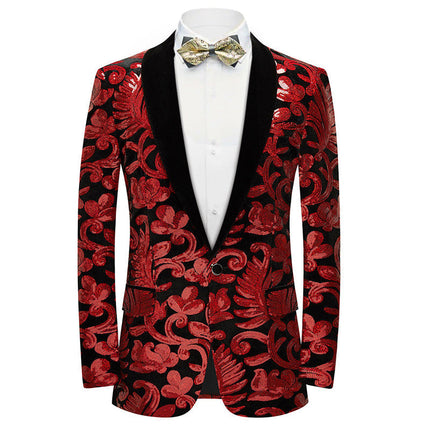 Men's Fashion Floral Tuxedo Velvet Sequin Jacket Red Tuxedo sweetearing Red48R Tuxedos, Formalwear, Wedding suits, Business suits, Slim-fit suits, Classic suits, Black-tie attire, Dinner jackets, Prom suits，Christmas Party, Christmas Graduation Prom, Christmas Prom Party,  Graduation Suit, Christmas, Christmas Wedding, Christmas Prom, Christmas Party, Christmas Stage, Christmas Dating