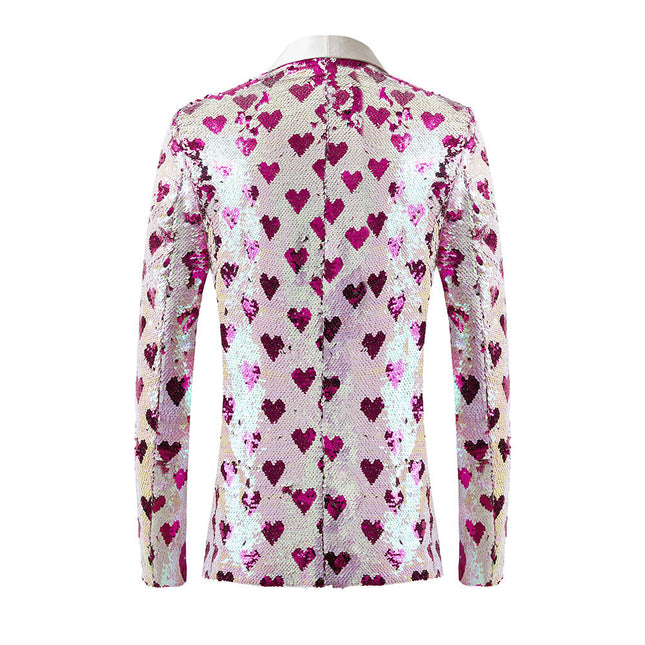 Men's Slim Fit Tuxedo Jacket Hearts Design Embroidery Sequin Jacket Tuxedo sweetearing  Tuxedos, Formalwear, Wedding suits, Business suits, Slim-fit suits, Classic suits, Black-tie attire, Dinner jackets, Prom suits