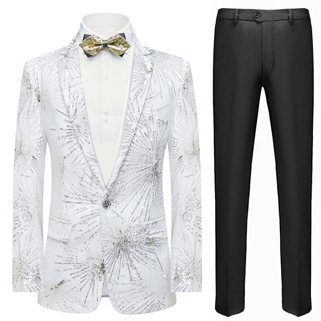 Men's Slim Fit Tuxedo Jacket Embroidery Sequin Jacket 2 Color Tuxedo sweetearing White48R Tuxedos, Formalwear, Wedding suits, Business suits, Slim-fit suits, Classic suits, Black-tie attire, Dinner jackets, Prom suits,white suit, white men's suit, white wedding suit, black suit, black men's suit, black wedding suit,