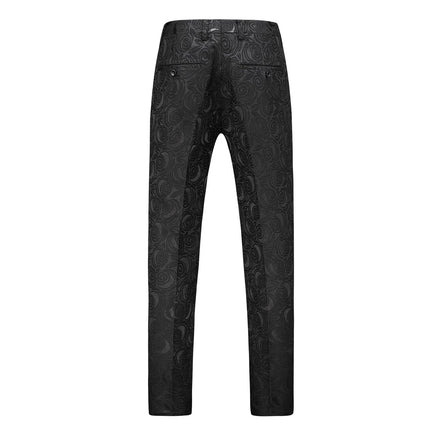 Men's 3-Piece Black Rose Embroidery Shawl Lapel Wedding Suit