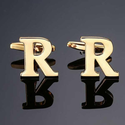 26 Dimensional Letter Style Cufflinks Gold Cufflink sweetearing R Tuxedos, Formalwear, Wedding suits, Business suits, Slim-fit suits, Classic suits, Black-tie attire, Dinner jackets, Prom suits