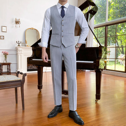 Fashion Double Breasted 2 pieces Mens Suit For Wedding (Vest+Pants)