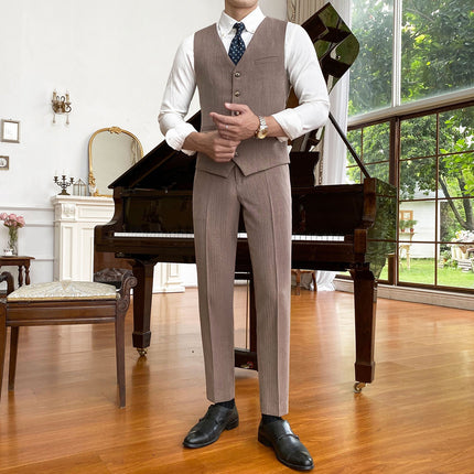 Fashion Double Breasted 2 pieces Mens Suit For Wedding (Vest+Pants)