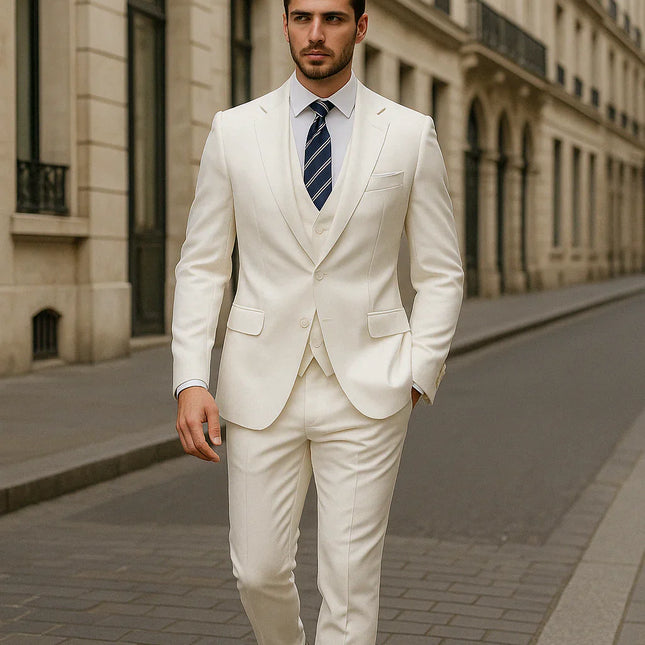 Three Piece Men's Formal Suit Tailored Slim Fit for Business and Special Occasions