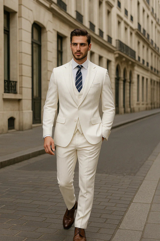 Three Piece Men's Formal Suit Tailored Slim Fit for Business and Special Occasions