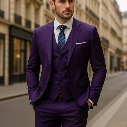 Three Piece Men's Formal Suit Tailored Slim Fit for Business and Special Occasions