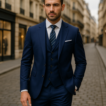 Three Piece Men's Formal Suit Tailored Slim Fit for Business and Special Occasions