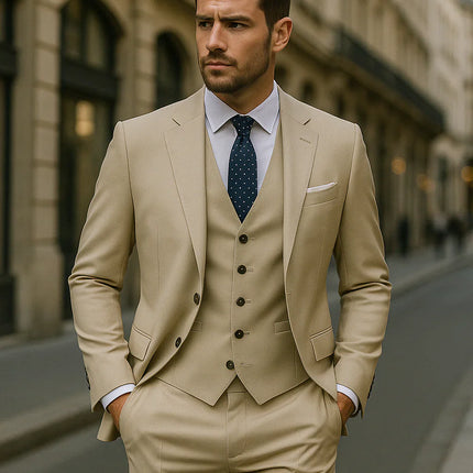 Three Piece Men's Formal Suit Tailored Slim Fit for Business and Special Occasions