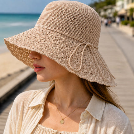 Women's Foldable Sun Hat Summer Beach Vacation Hat Fashionable Elegant
