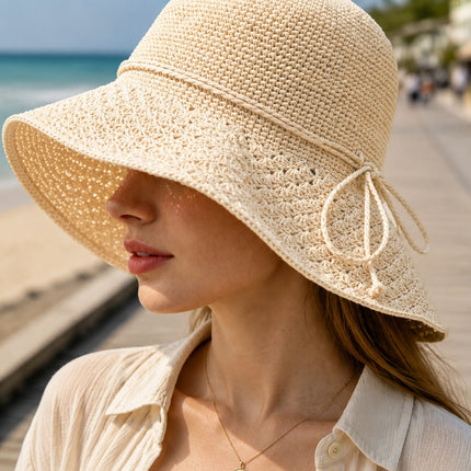 Women's Foldable Sun Hat Summer Beach Vacation Hat Fashionable Elegant