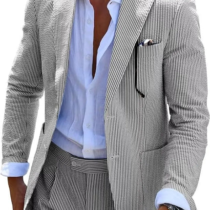 Men's Summer Beach Wedding Suits Lightweight Seersucker 2 Piece Suits