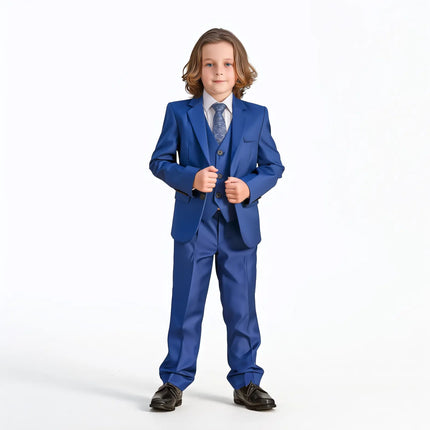 Boys 5 Piece Blue Suit for Wedding Prom Party Sweetearing