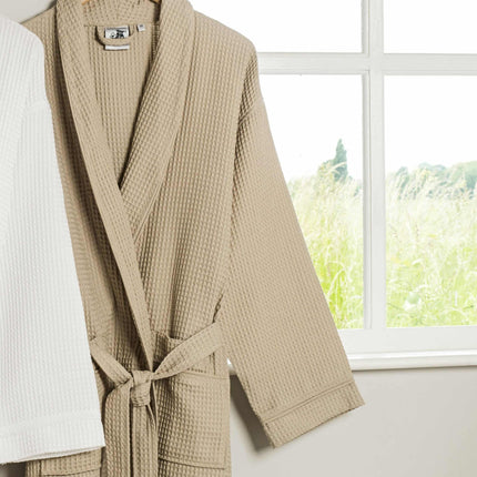 Cotton Waffle Dressing Gown Comfy Bathrobe Executive Piped Luxury Spa Style