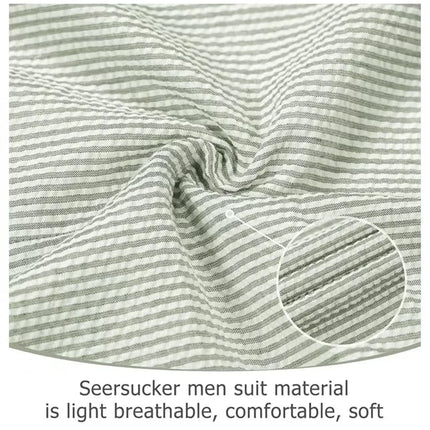 Men's Summer Beach Wedding Suits Lightweight Seersucker 2 Piece Suits