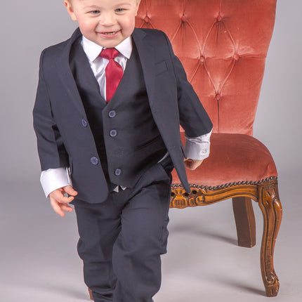 Boys 5 Piece Navy Suit for Wedding Prom Party Sweetearing