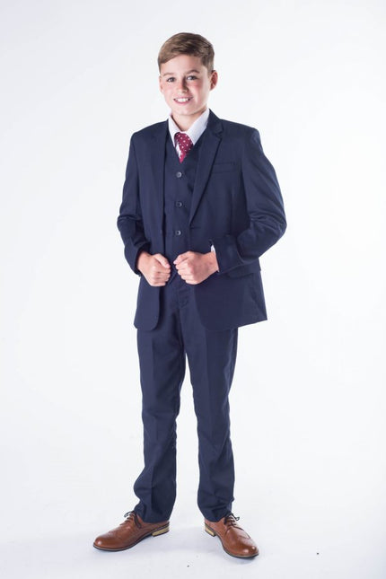 Boys 5 Piece Navy Suit for Wedding Prom Party Sweetearing