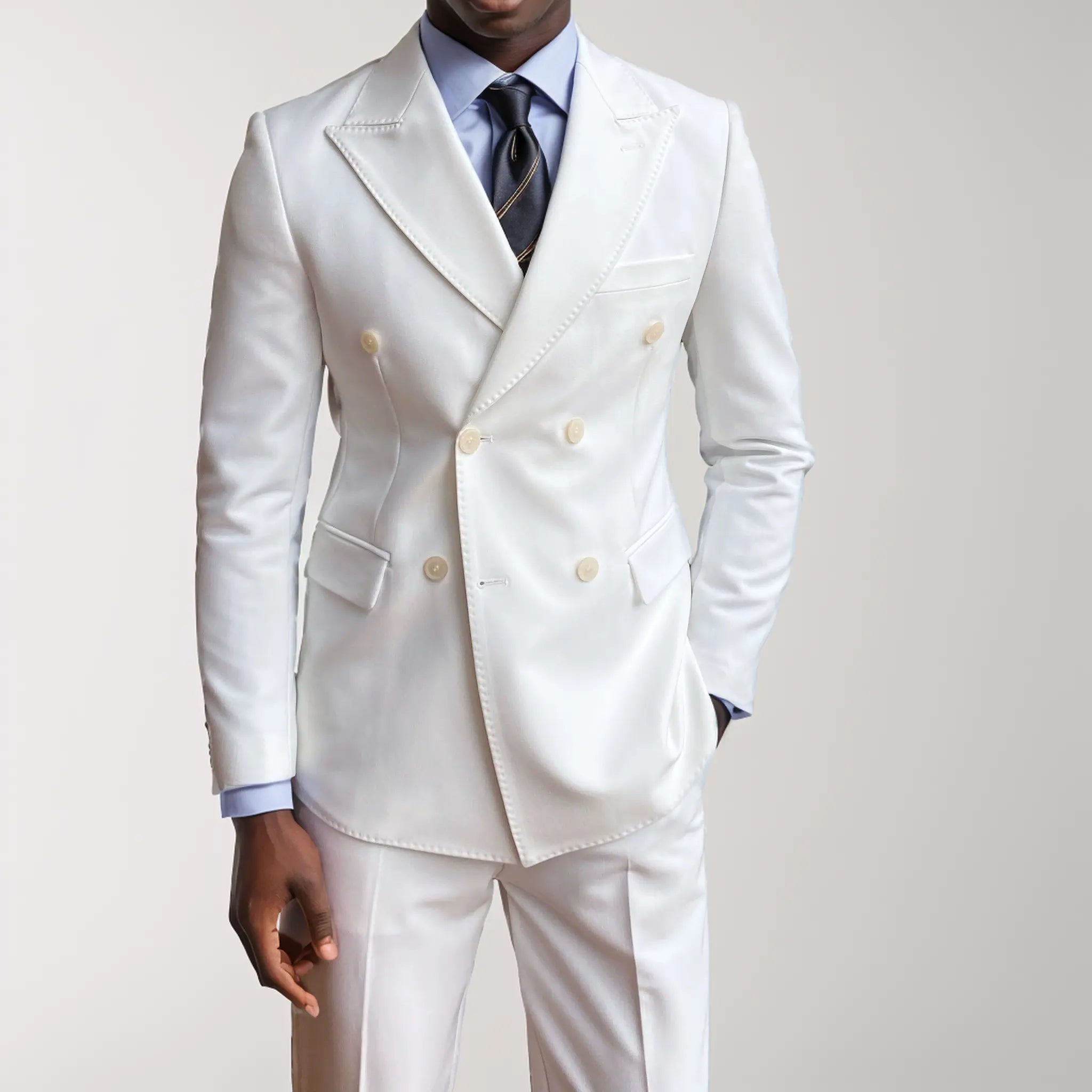 2 pieces Men s Suit Flat Double Breasted Notch Peak Lapel Tuxedo Sweetearing UK