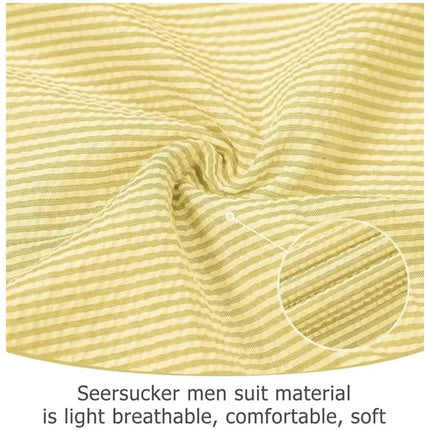 Men's Summer Beach Wedding Suits Lightweight Seersucker 2 Piece Suits