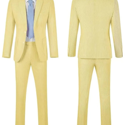 Men's Summer Beach Wedding Suits Lightweight Seersucker 2 Piece Suits