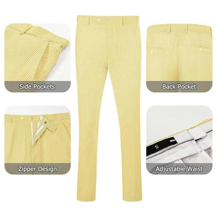 Men’s Summer Seersucker Suit 2 Piece – Lightweight Beach Wedding Suit Set